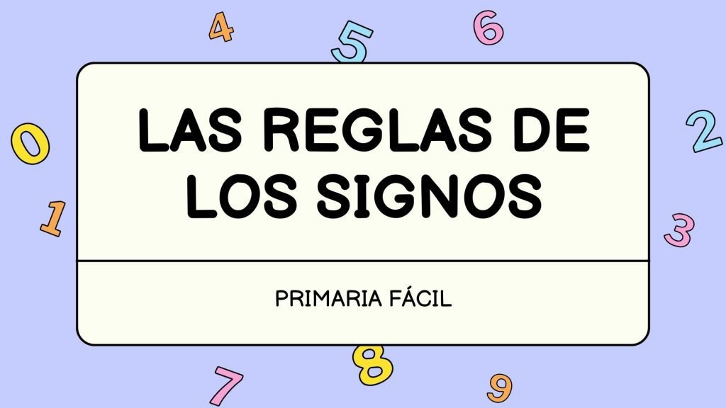 Reglas de los signos suma y resta para niños de primaria